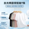 Lyocell short-sleeved T-shirt for men's summer trend solid color top, mercerized cotton loose round neck, unisex half-sleeved T-shirt details Picture